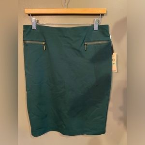Emaline petite jade dark teal skirt midi knee length size 8P NWT